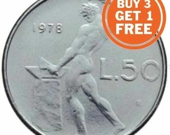 50 Italian lire coin vulcan standing 1954-1989 choice of dates italy