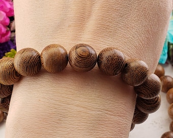 7.8" Beautiful Natural Wood Grain Wenge Stretch Bracelet 12MM/Beads #B1W017 