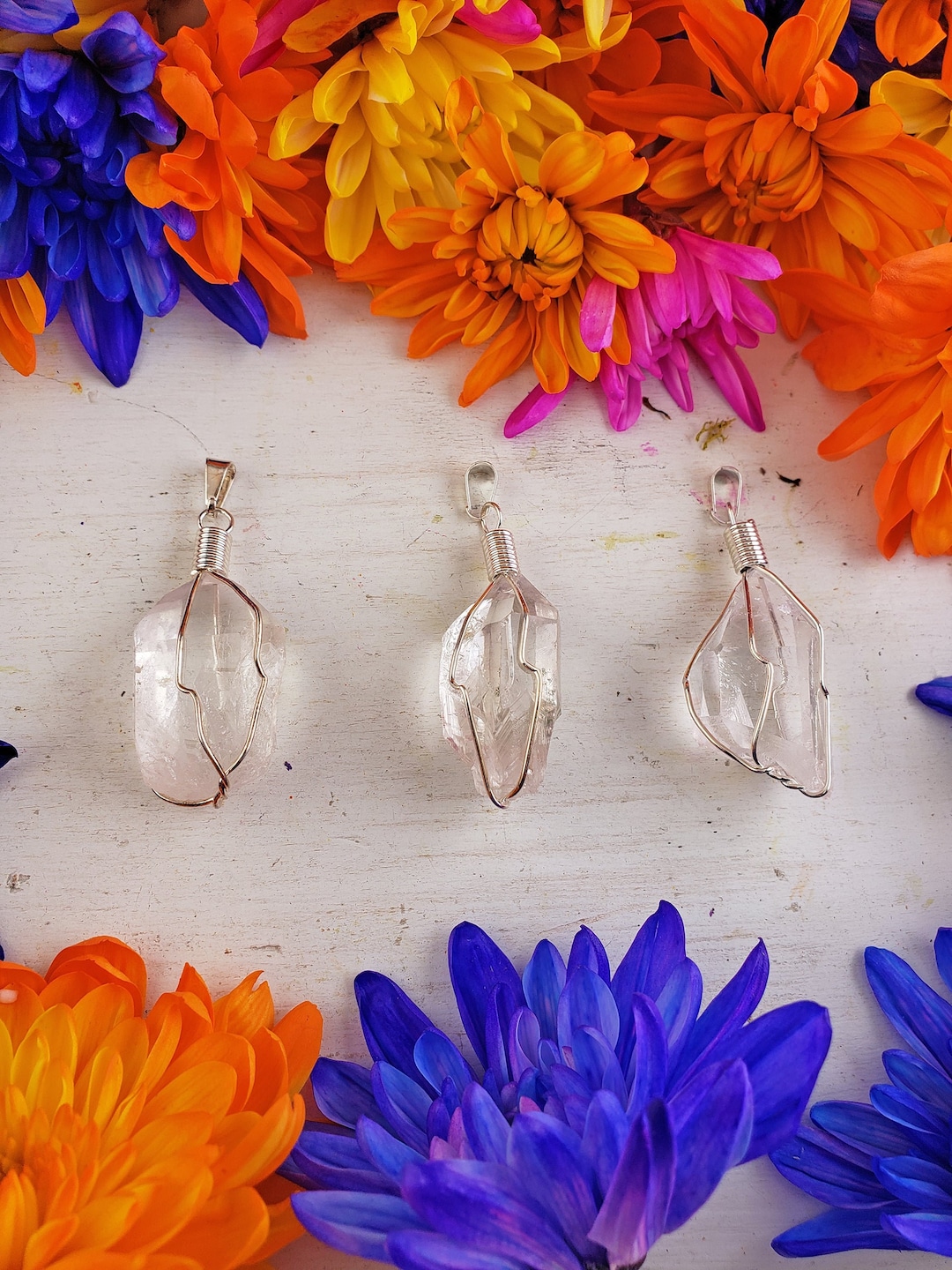 Raw Quartz Crystal Wire Wrapped Pendant Natural Crystal Etsy