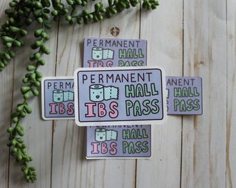 IBS Permanent Hall Pass Waterproof Sticker: Funny Chronic Illness Sticker