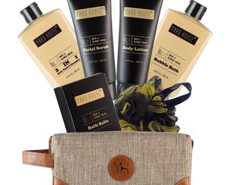 Musk & Blonde Woods Men's Spa Gift Set: Toiletry Bag, 7-Piece