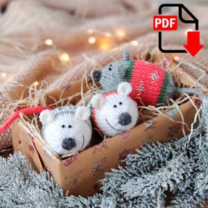 Christmas Tree Mice Knitting Pattern. KNITTING pattern, knitted toy tutorial. Mouse pattern. DIY Christmas gift