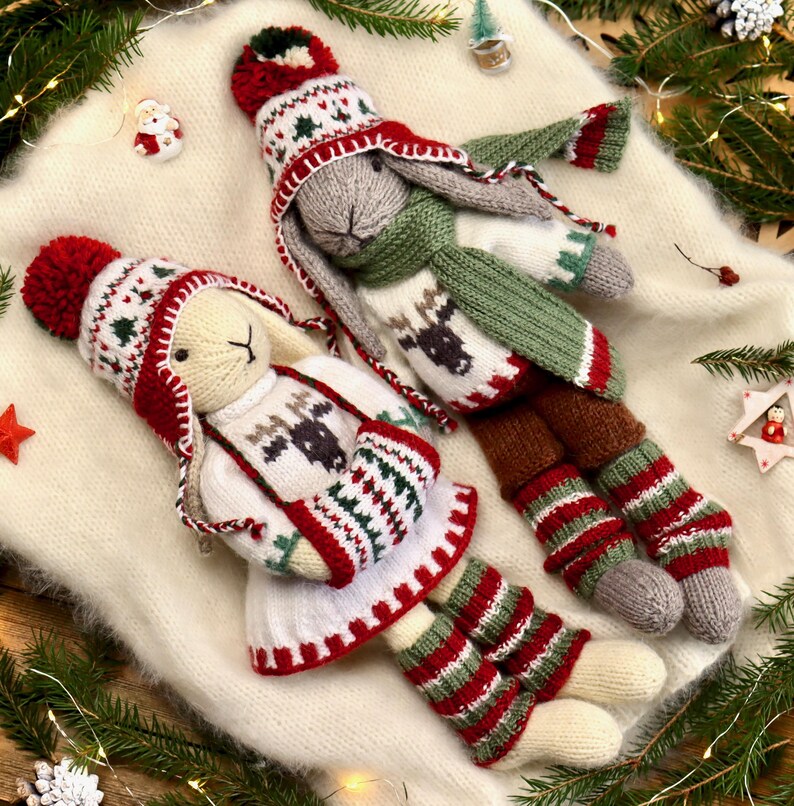 Сhristmas Bunny and Сhristmas Outfits Patterns, Doll KNITTING Pattern ...