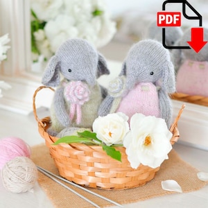 Lizzie and Eliphy the Elephant twins. KNITTING pattern. Two patterns: flat and round methods. Knitted toy tutorial. DIY Soft toy.