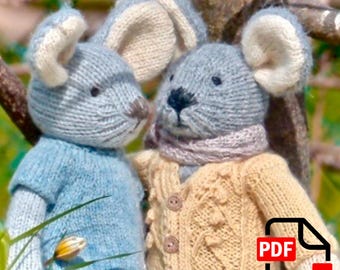 2 Kleine Maus Theo und Kitsy Strickmuster, gestrickte Tiermuster