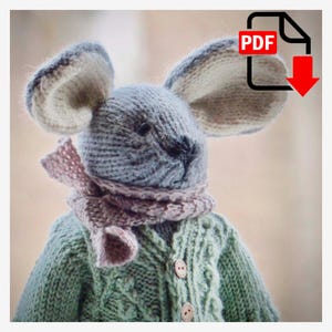Mouse Theo KNITTING pattern, knitted animal pattern