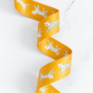 Ruby Star Society - Snow Leopards Webbing 1.5&quot; in Golden - By the Yard