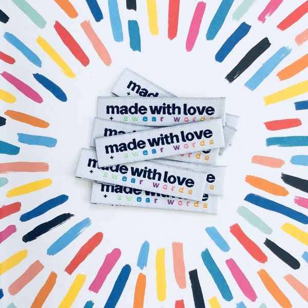 Kylie and the Machine - Woven Labels - Made With Love And Swear Words (pack of 8)