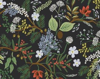 Rifle Paper Co. - English Rose Collection - Juniper Forest RAYON in Black