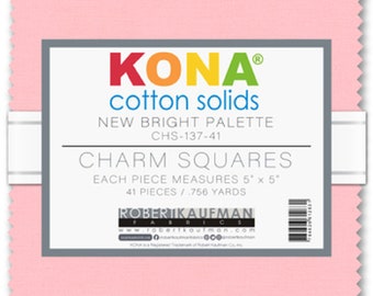 Robert Kaufman - Kona Cotton New Bright Palette 42 piece 5" x 5" Square Charm Pack