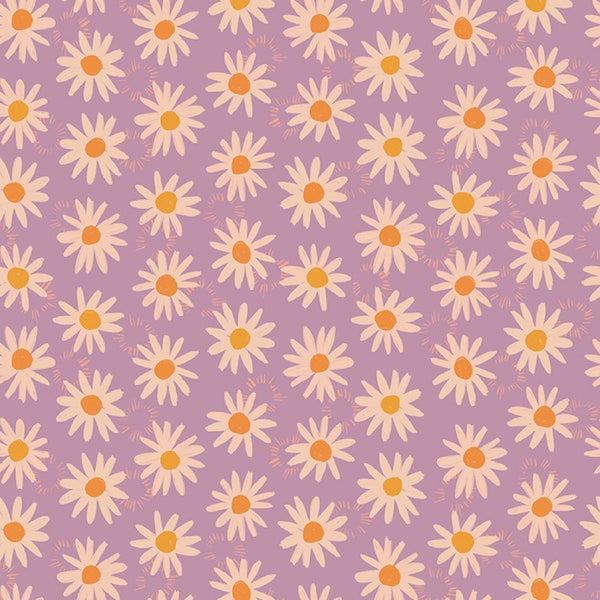 PBS Fabrics - Botanica Collection - Simple Daisy in Purple - Last Fat Quarter