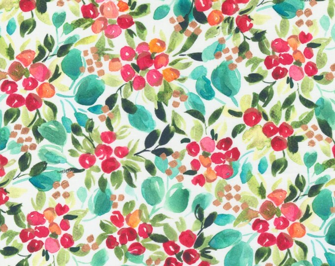 Moda Fabrics Starflower Christmas Collection Merry Berry in White Etsy