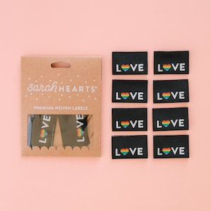 Sarah Hearts - Geweven innaailabels - Love Pride Heart (pak van 8)