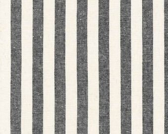 Robert Kaufman - Essex Yarn Dyed Classic 1/2" Stripe (cotton / linen) in Black
