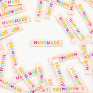 Sarah Hearts - Woven Sew-In Labels - Colorful Handmade (pack of 8)