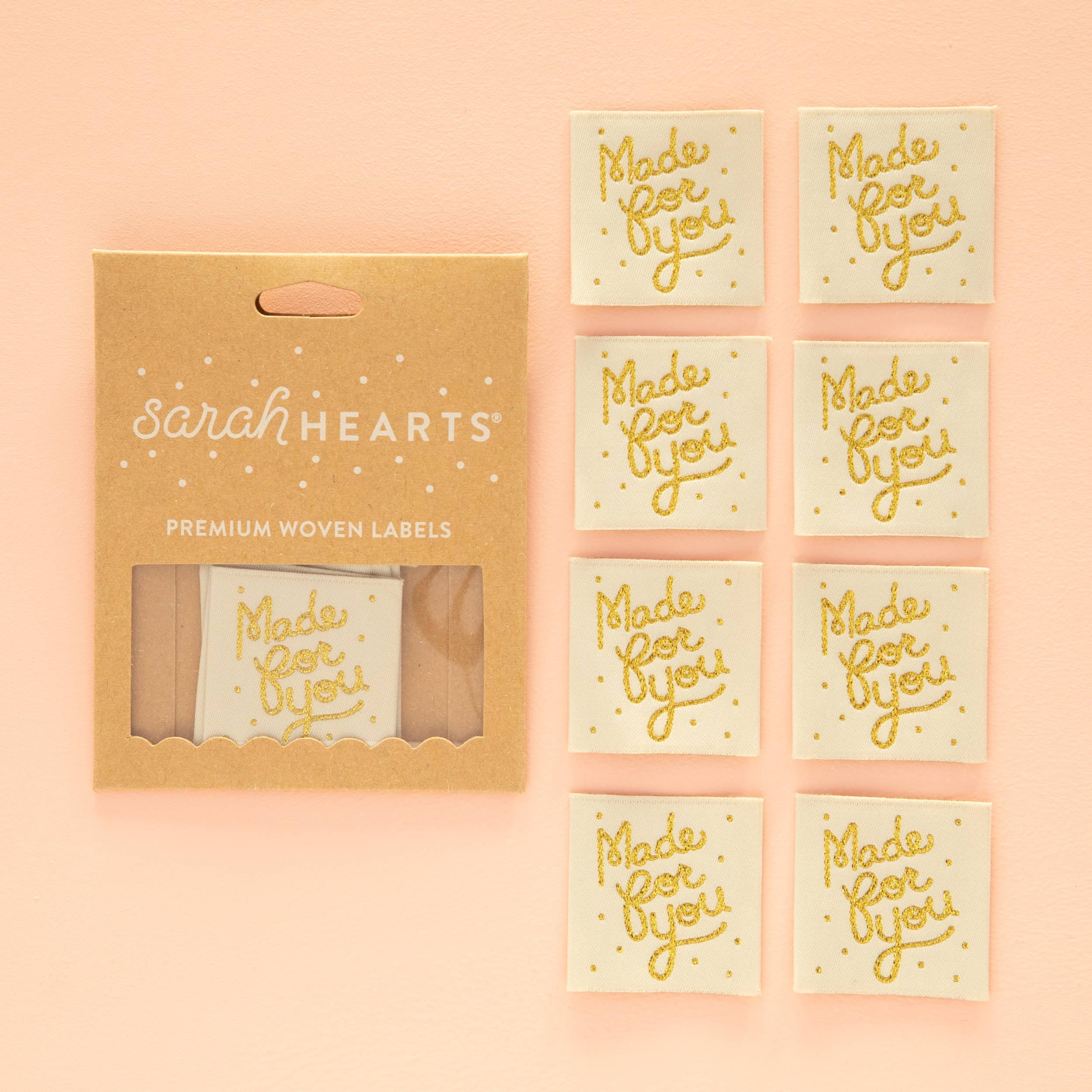 Pink Heart - Sewing Woven Label Tags - Sarah Hearts – Knot and
