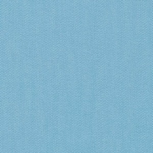 May include: A close-up of a light blue fabric with a diagonal twill weave pattern. The fabric has a smooth texture and a consistent color throughout the image. The weave creates subtle lines across the surface.