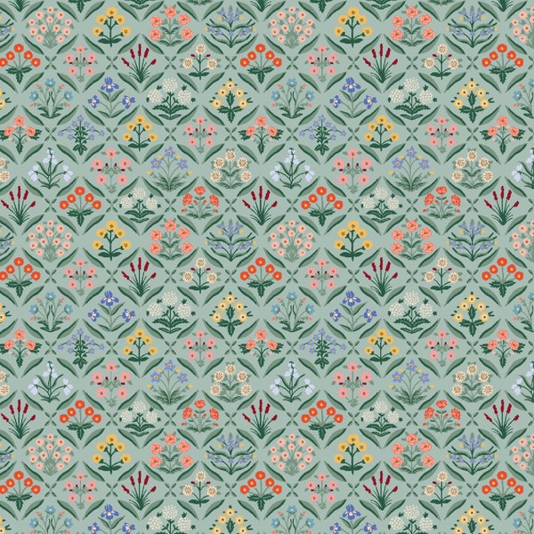 Rifle Paper Co. - Vintage Garden Collection - Estee in Mint - Last 1/2 Yard