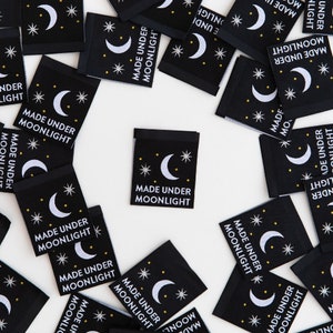 Sarah Hearts - Woven Sew-In Labels - Made Under Moonlight (pack of 8)