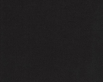 May include: Solid black fabric with a subtle diagonal weave pattern. The dark material has a slightly textured appearance, creating a sense of depth and visual interest. The fabric is suitable for various applications.