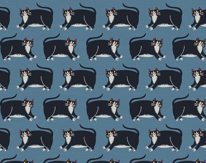 PBS Fabrics Cat's Meow Collection Cat Stripe in Blue Etsy