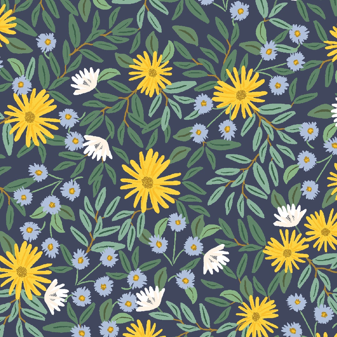 Rifle Paper Co. - Bramble Collection - Daisy Fields CANVAS in Navy ...