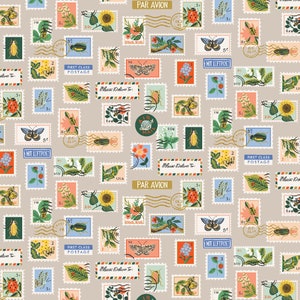 Rifle Paper Co. - Colección Curio - Sellos postales botánicos en color caqui metalizado
