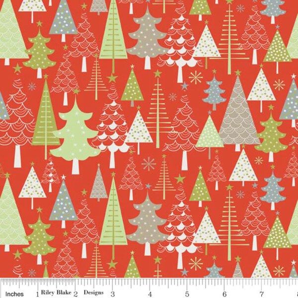 SALE -  Riley Blake by Zoe Pern - Merry Trees in Red  - Fat Quarter
