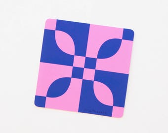 Sarah Hearts - Pegatina de bloque de edredón azul y rosa