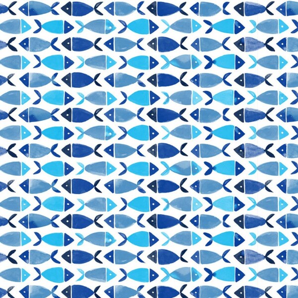 SALE - Blend Fabrics - Arctic Playground Collection - Fish School in Navy - Last Fat Quarter