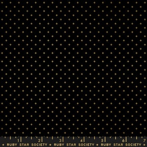 Ruby Star Society - Add It Up in Black / Gold Metallic - Last 1/2 Yard