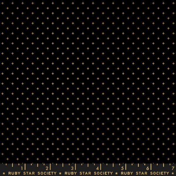 Ruby Star Society - Add It Up in Black / Gold Metallic - Last 1/2 Yard