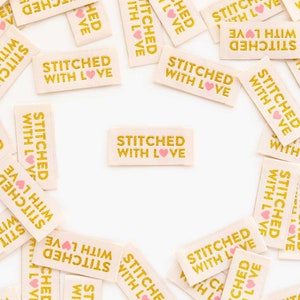 Sarah Hearts - Woven Sew-In Labels - Stitched With Love (pack of 8)