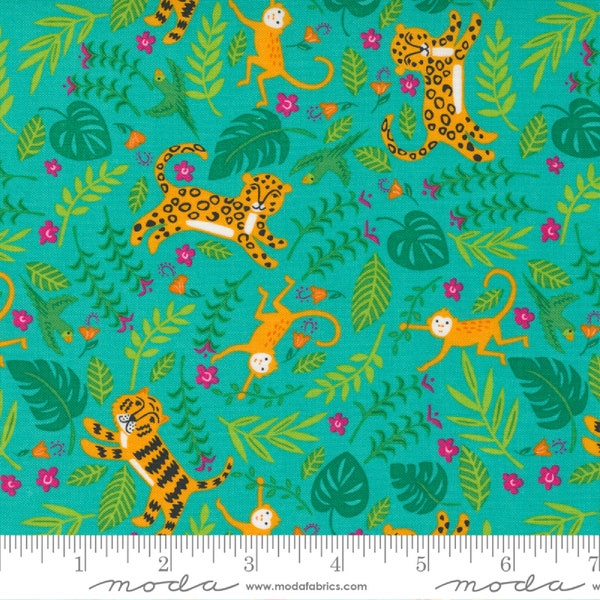Moda Fabrics - Jungle Paradise Collection - Jungle Fun in Peacock