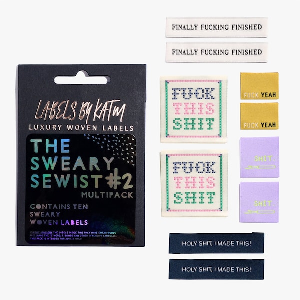 Kylie and the Machine - Woven Labels - Limited Edition Sweary Sewist Version 2.0 Multi Pack (pack of 10)