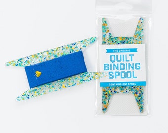 Quilt Binding Spool - Blue / Teal / Gold Glitter