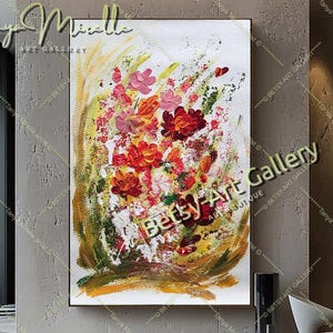 Floral Impasto Oil Painting: Abstract Modern Art on Canvas