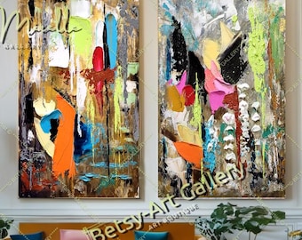 Abstract Impasto Oil Painting on Canvas: Vibrant Modern Wall Art