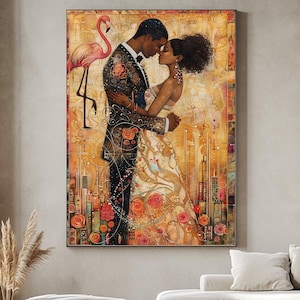 The Kiss by Gustav Klimt - Modern Romantic Canvas Print - Pop Art Timeless Love - Stretched Print on Canvas