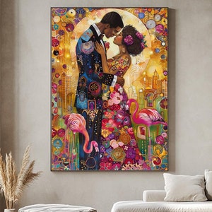 The Kiss by Gustav Klimt - Modern Romantic Canvas Print - Pop Art Timeless Love - Stretched Print on Canvas