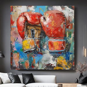 Graffiti Boxing Gloves Canvas Print: Bold Sports Street Art
