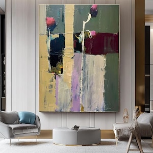 Bold Colors Abstract Art, Vibrant Impasto Oil Painting on Canvas, Colorful Modern Wall Art, No Frame