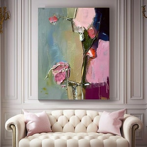 Floral Impasto Oil Painting: Vibrant Abstract Art on Canvas