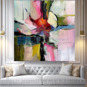 Vibrant Impasto Oil Painting on Canvas - Abstract Wall Art for Living Room Decor, No Frame