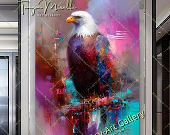 Vibrant Bald Eagle Canvas Print – Colorful Wildlife Art