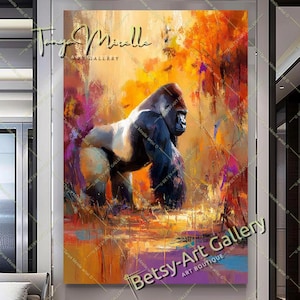 Abstract Gorilla Canvas Print: Vivid Expressionist Jungle Art