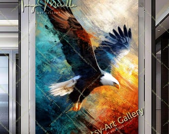 Bald Eagle Canvas Print – Abstract Sky Wildlife Art