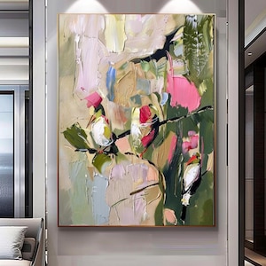 Floral Impasto Oil Painting: Modern Abstract Palette Knife Art