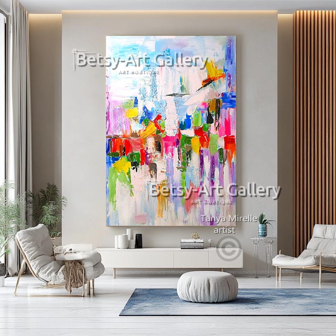 EXTRA LARGE Modern Abstract Artwork: Vivid Impasto Oil Painting on ...