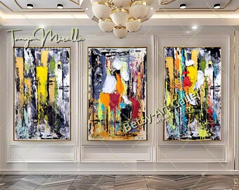 Catch Eyes Art Composition, Modern Colorful Abstract Painting on Canvas, No Frame
